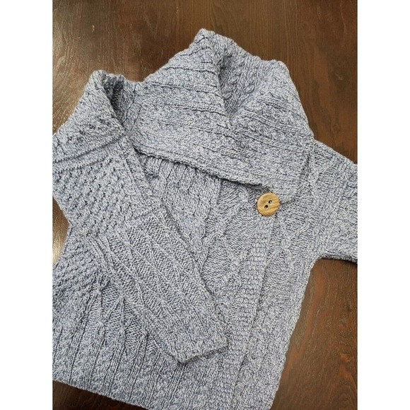 Shannon Woolen Mills Sweater Women's XS Cardigan Shawl 100% Wool Blue Knit‎ - Picture 3 of 12